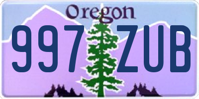 OR license plate 997ZUB