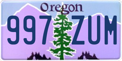 OR license plate 997ZUM