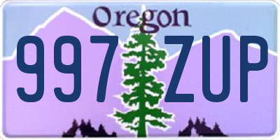 OR license plate 997ZUP