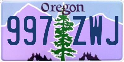 OR license plate 997ZWJ
