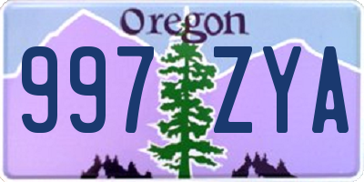 OR license plate 997ZYA