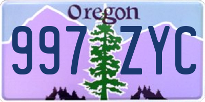 OR license plate 997ZYC