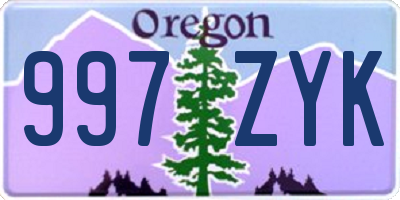 OR license plate 997ZYK