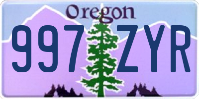 OR license plate 997ZYR