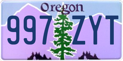 OR license plate 997ZYT