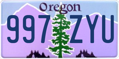 OR license plate 997ZYU