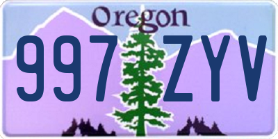OR license plate 997ZYV