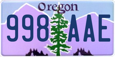 OR license plate 998AAE
