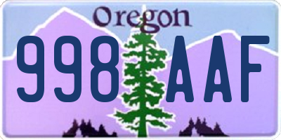 OR license plate 998AAF