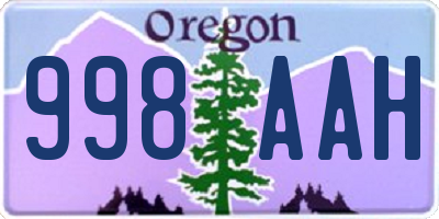 OR license plate 998AAH