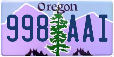 OR license plate 998AAI