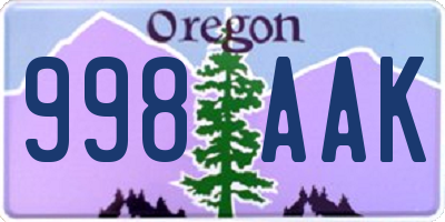 OR license plate 998AAK