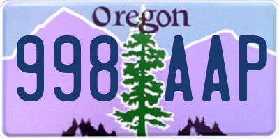 OR license plate 998AAP