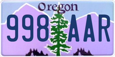 OR license plate 998AAR