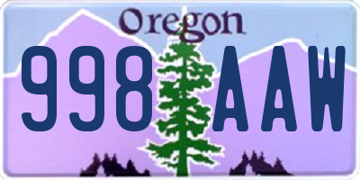 OR license plate 998AAW