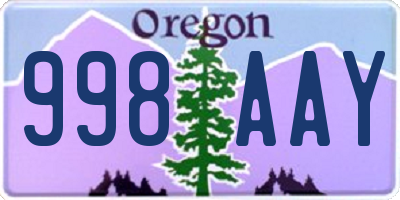 OR license plate 998AAY