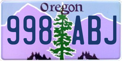 OR license plate 998ABJ