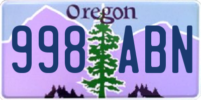 OR license plate 998ABN