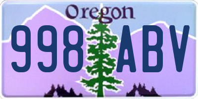 OR license plate 998ABV