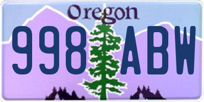 OR license plate 998ABW
