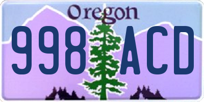 OR license plate 998ACD