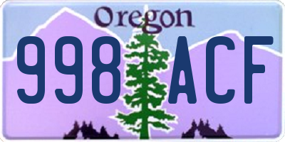 OR license plate 998ACF
