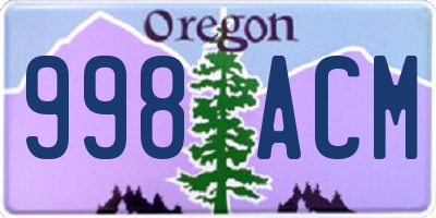 OR license plate 998ACM