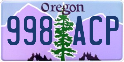 OR license plate 998ACP