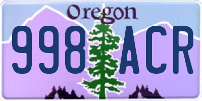 OR license plate 998ACR