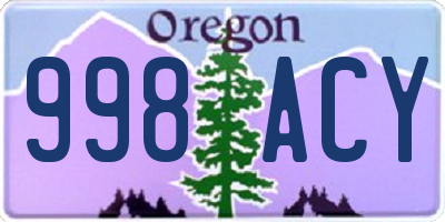 OR license plate 998ACY