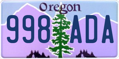 OR license plate 998ADA