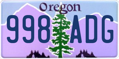 OR license plate 998ADG