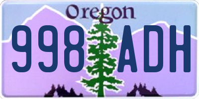 OR license plate 998ADH