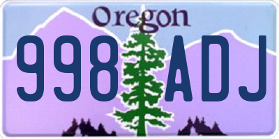 OR license plate 998ADJ