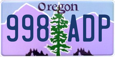 OR license plate 998ADP