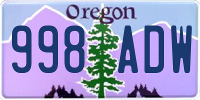 OR license plate 998ADW