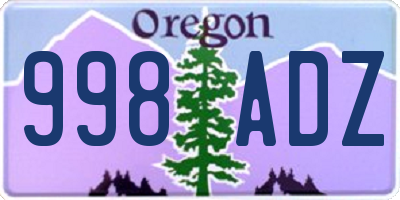 OR license plate 998ADZ