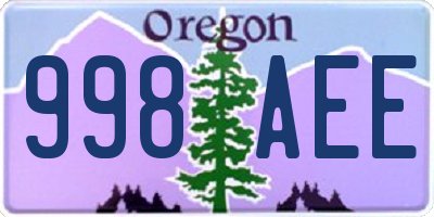 OR license plate 998AEE