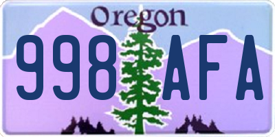 OR license plate 998AFA