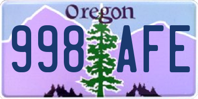 OR license plate 998AFE