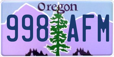 OR license plate 998AFM
