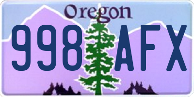 OR license plate 998AFX