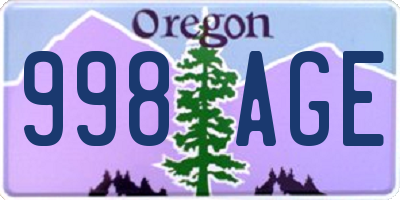 OR license plate 998AGE