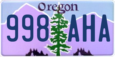 OR license plate 998AHA