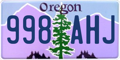 OR license plate 998AHJ