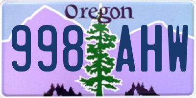 OR license plate 998AHW