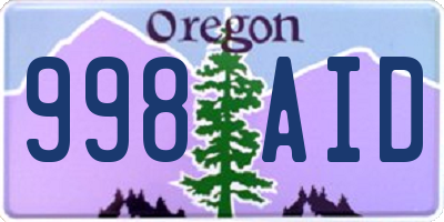 OR license plate 998AID