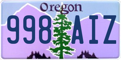 OR license plate 998AIZ