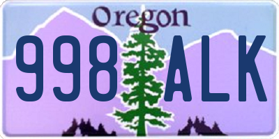 OR license plate 998ALK