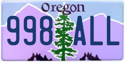 OR license plate 998ALL